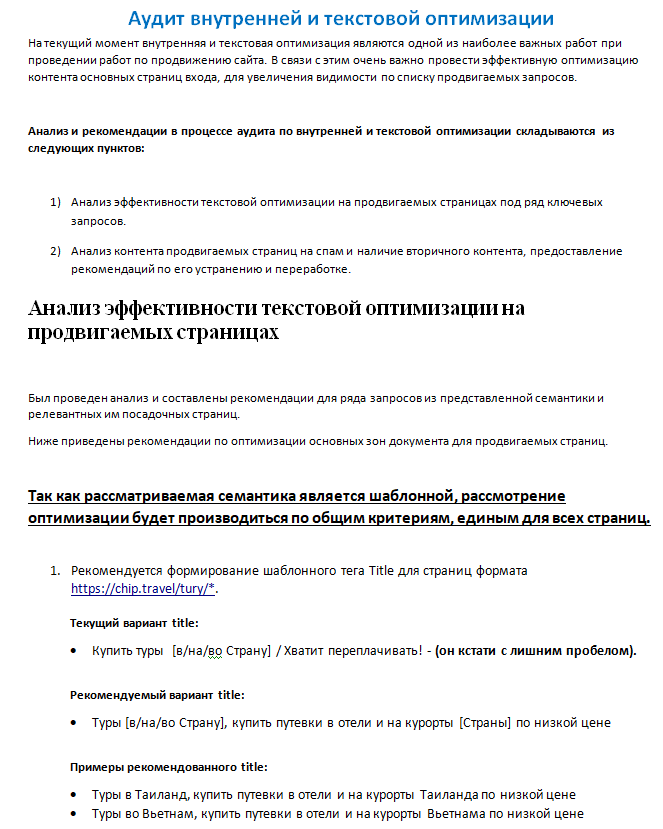 Аудит текстовой оптимизации