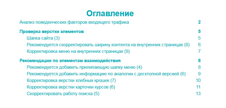 Аудит мобильной версии